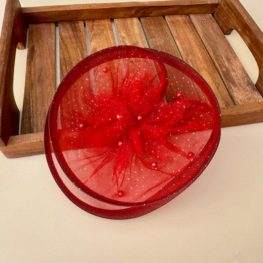 Gilded Enchantment Golden Sparkle Red Fascinator Hat