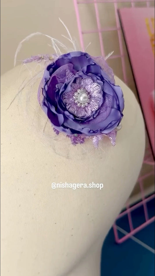 Lavender Bloom Fascinator with Pearl Center