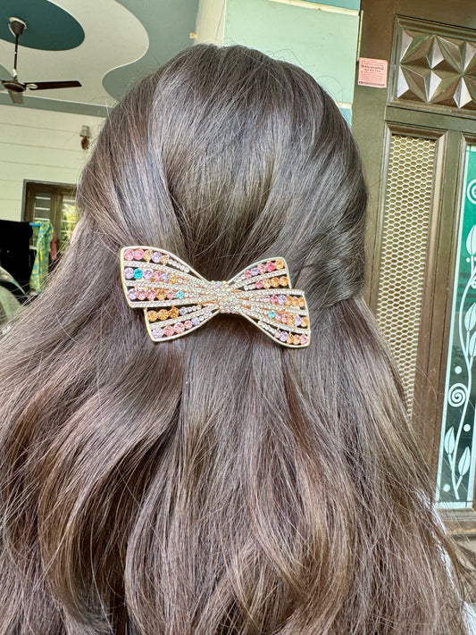 Pastel Luxe Crystal Bow Hair Clip