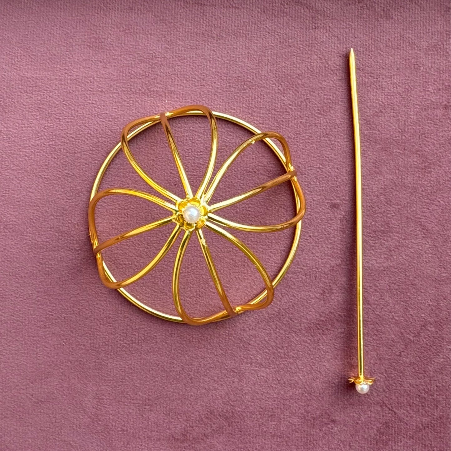 Petals Brass Bridal Bun Cage