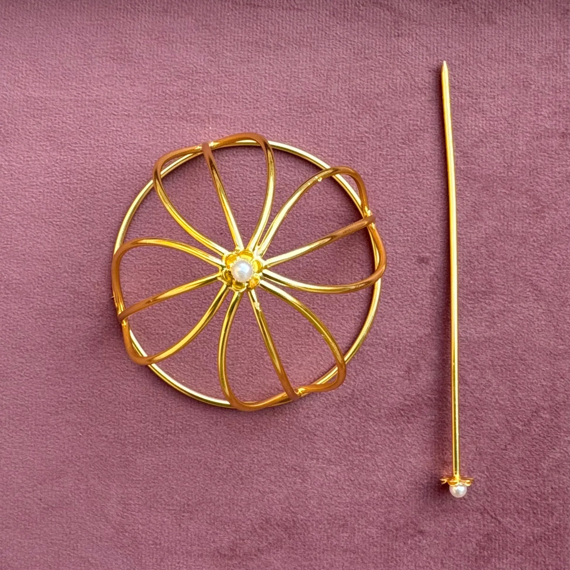 Petals Brass Bridal Bun Cage