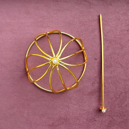 Petals Brass Bridal Bun Cage