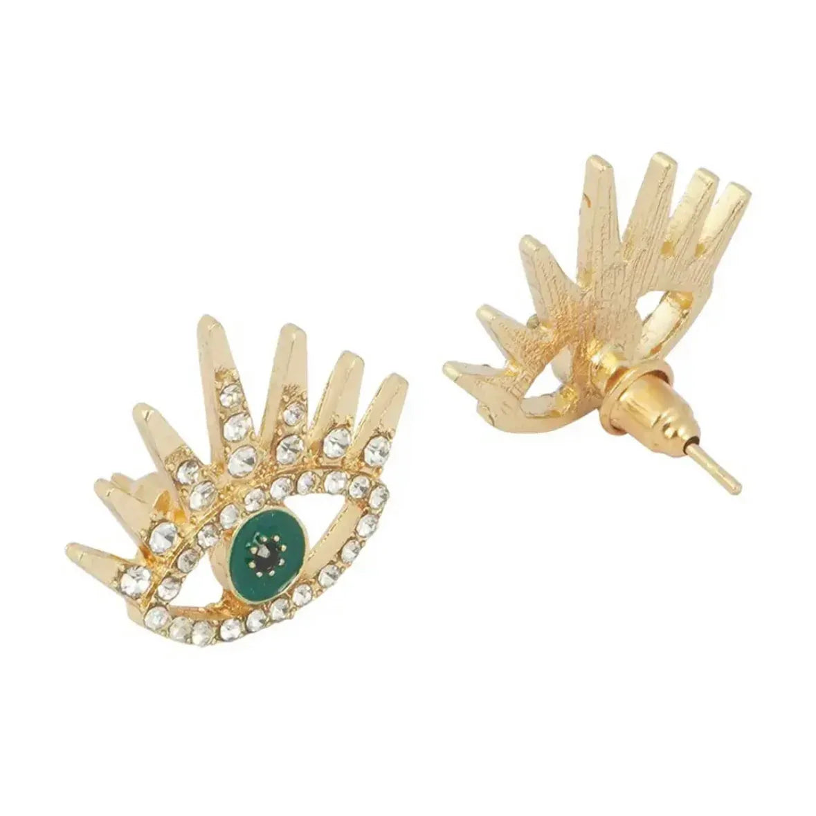 Green Evil Eye Stud Earrings – Gold-Toned - Nisha Gera