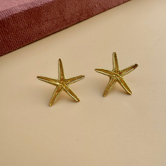 Golden Starfish Earrings | Beach-Inspired Statement Studs