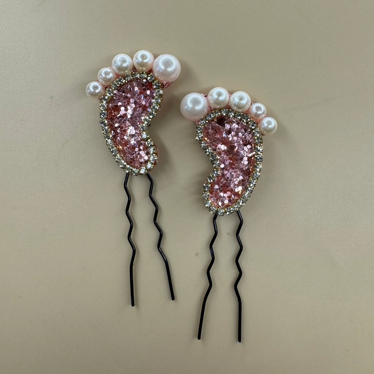 Pink Baby Feet Hair Pin Set (Mirror Pair)