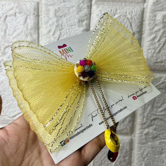 Yellow Festive Bow Hair Clip