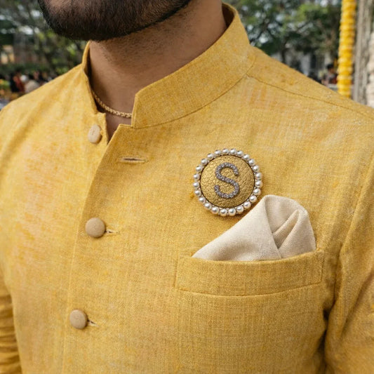 Personalized Golden Initial  Brooch Lapel Pin