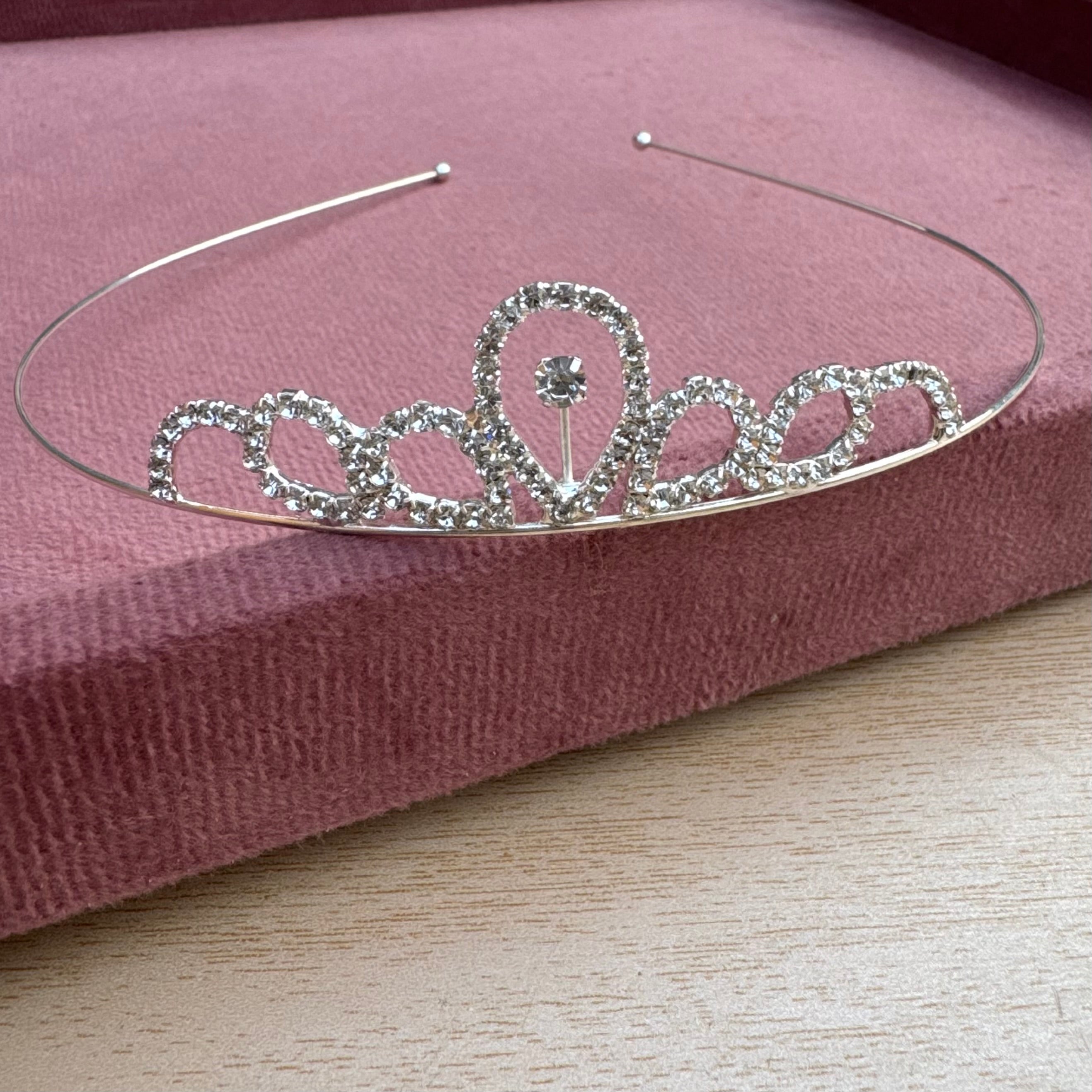 Silver Crystal Petal Tiara Headband
