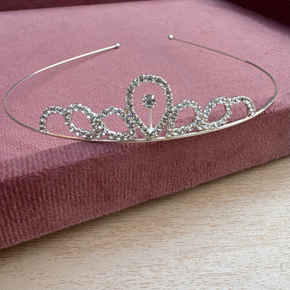 Silver Crystal Petal Tiara Headband