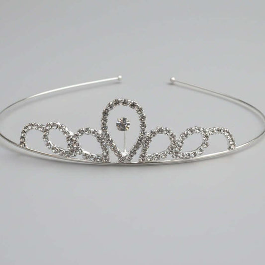 Silver Crystal Petal Tiara Hairband