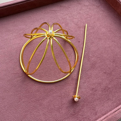 Petals Brass Bridal Bun Cage