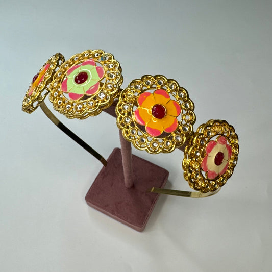 Multicolor Meenakari Kundan Hairband – Festive & Wedding Headband