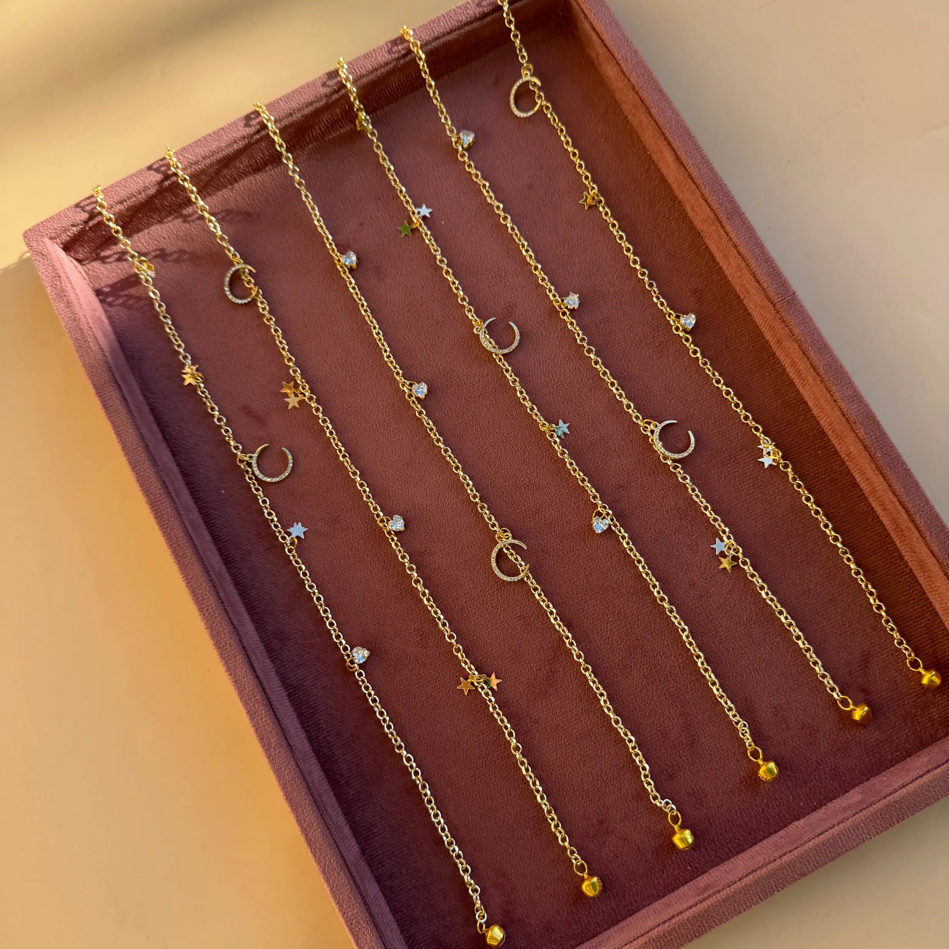 Celestial Moon & Star Golden Hair Chain 