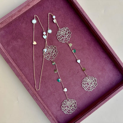 Rose Cascade Hair Chain for Women – Elegant Flower Charm Hair Jewelry