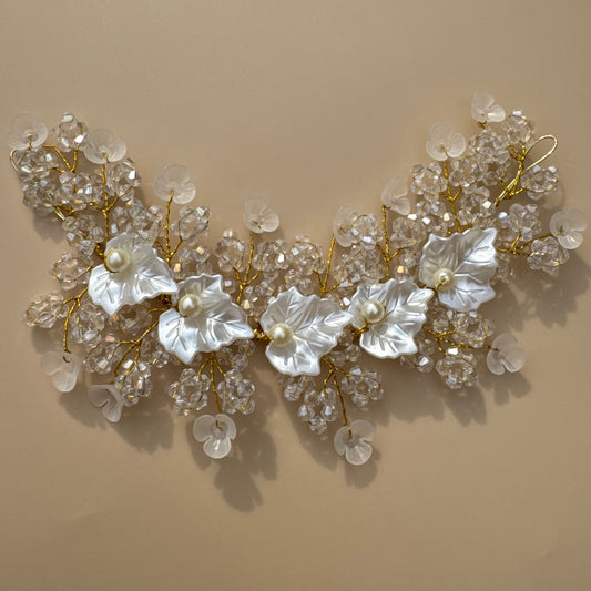 Pearl Bloom Crystal Hair Vine
