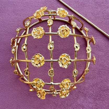 Floral Brass Bridal Bun Cage