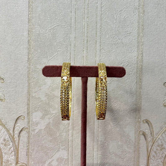 Gold-Plated Bangles with Intricate Stone Detailing – Traditional & Festive Jewelry