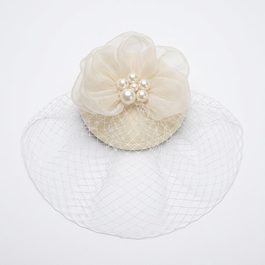 Aurielle Ivory Disc Fascinator with Birdcage Veil