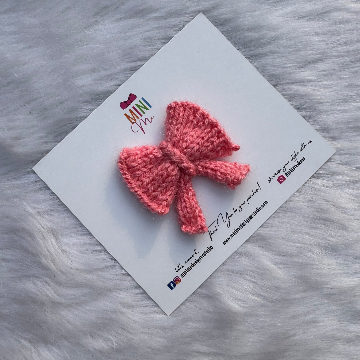 Pink Knitted Bow Hair Clip