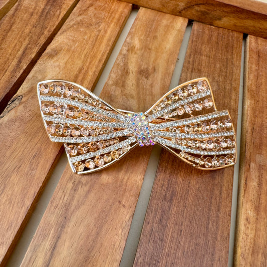Champagne Gold Tone Crystal Bejeweled Hair Clip