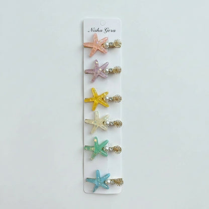 Resin Starfish Pearl Charm Hair Clip – 6 Color Options