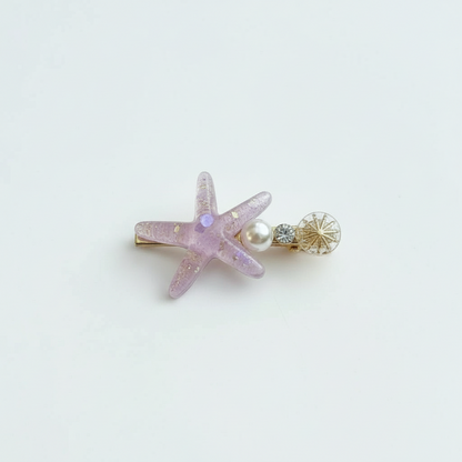 Resin Starfish Pearl Charm Hair Clip – Lilac