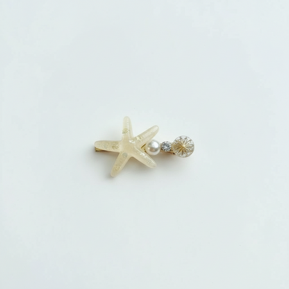 Resin Starfish Pearl Charm Hair Clip – Creamy Pearl