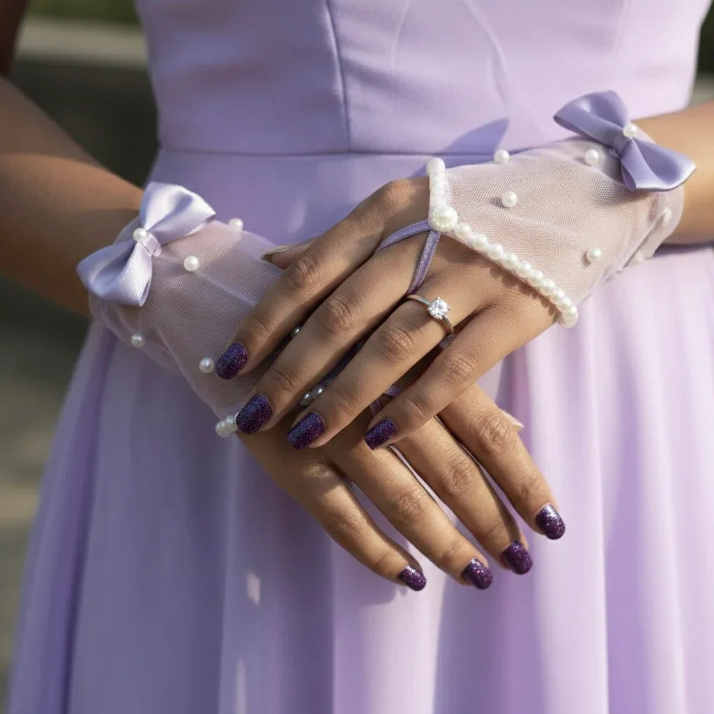 Embellished Lilac Gloves