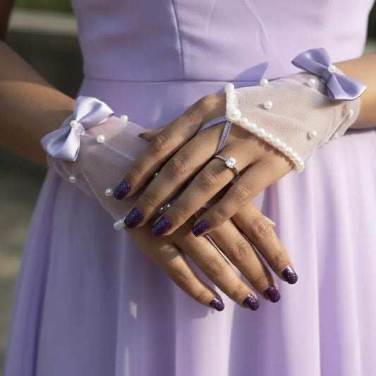 Embellished Lilac Gloves