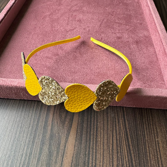 Glitter Heart Parade Headband – Yellow & Gold