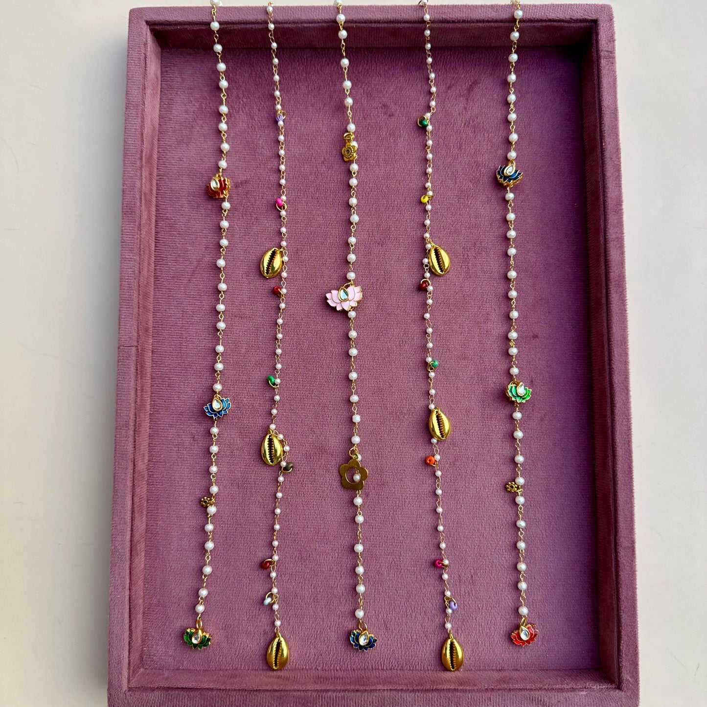 Lotus & Shell Pearl Bridal Hair Chain | Cascading Bun Accessory