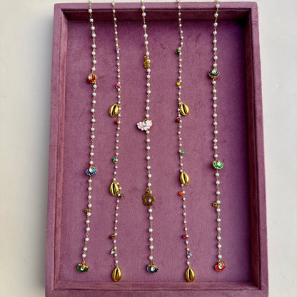 Lotus & Shell Pearl Bridal Hair Chain | Cascading Bun Accessory