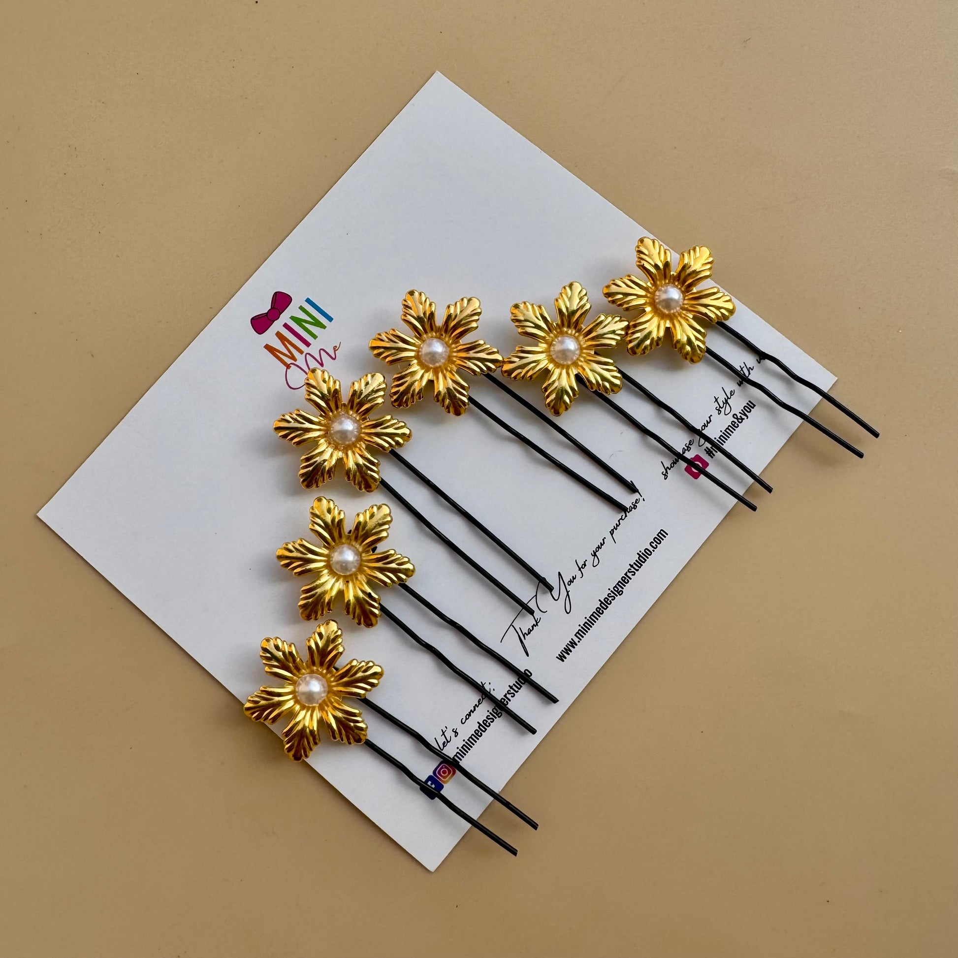 Mini Golden Flower Pearl Hair Pins