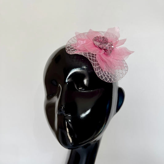 Blush Pink Sequin Bloom Hair Fascinator | Designer Headpiece