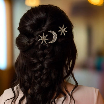 Moon & Star Sparkle Hair Pin Set