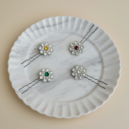 Crystal Bloom Hair Pin - 4 Color Options