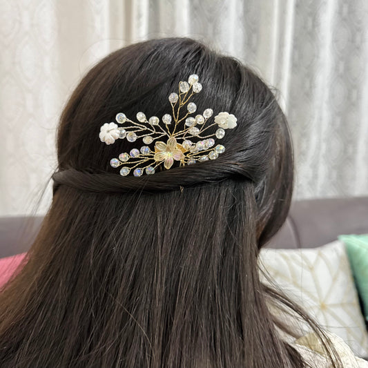 Tara Kamal Hair Pin | Bridal Floral Crystal Hair Accessory