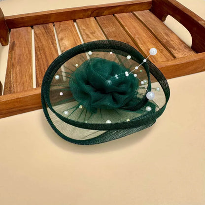 Dark Green Pearls Fascinator