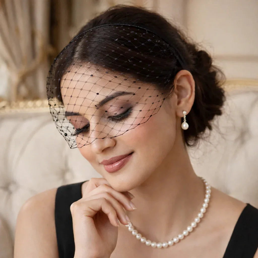 Black Luxe Birdcage Veil