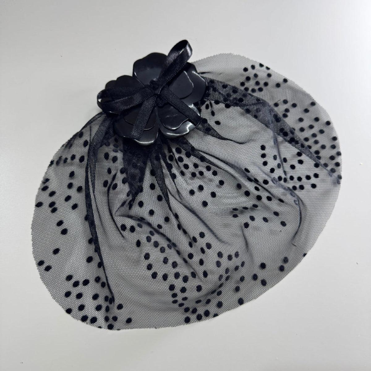 Black Short Polka Veil Fascinator