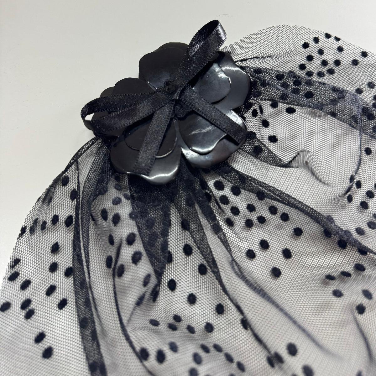 Black Short Polka Veil Fascinator