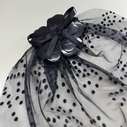 Black Short Polka Veil Fascinator