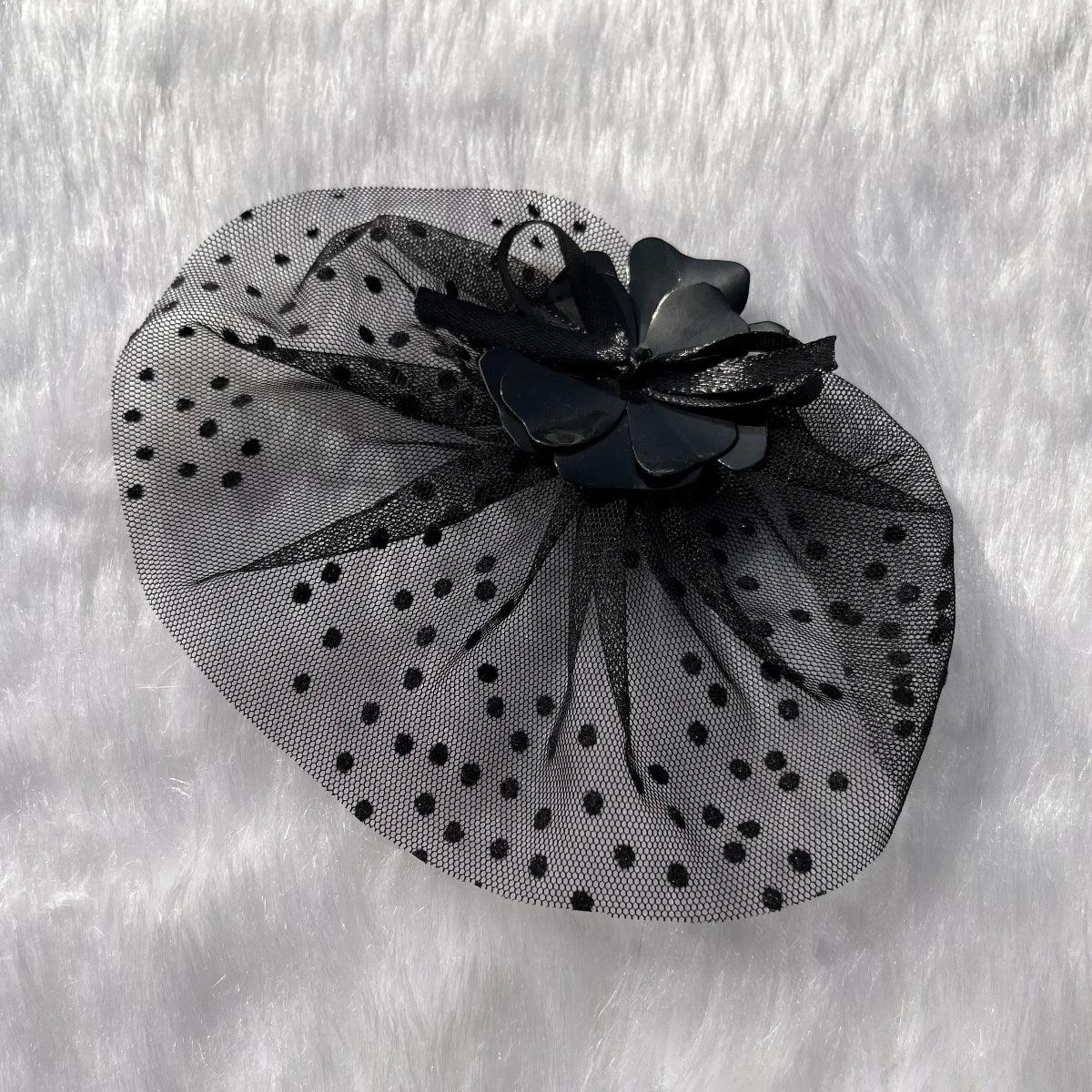 Black Short Polka Veil Fascinator