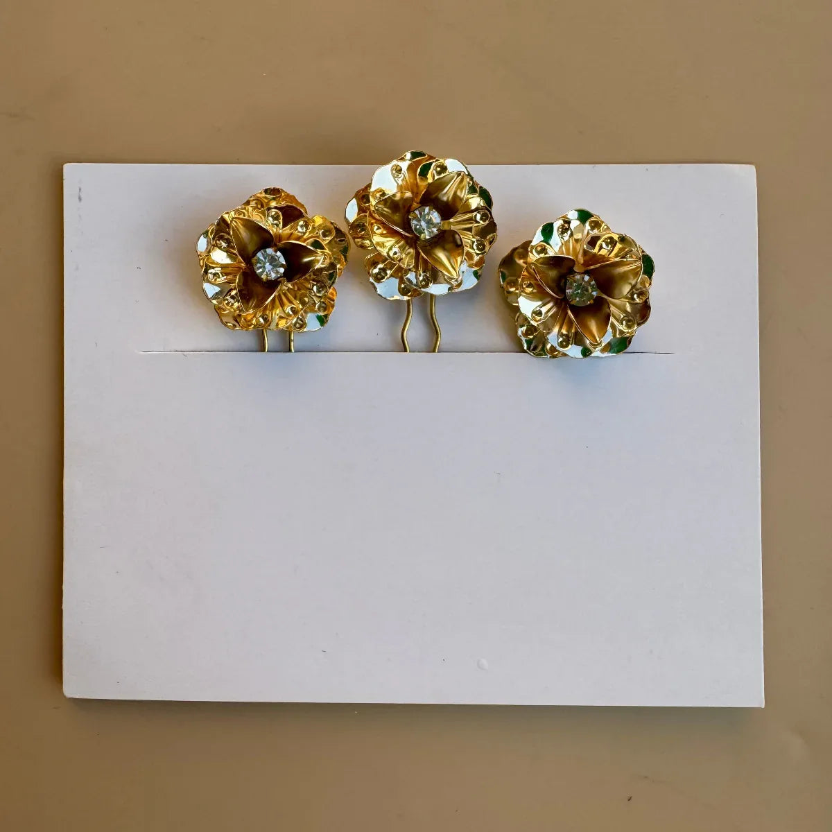 BloomAura Golden Floral Hair Pins Set