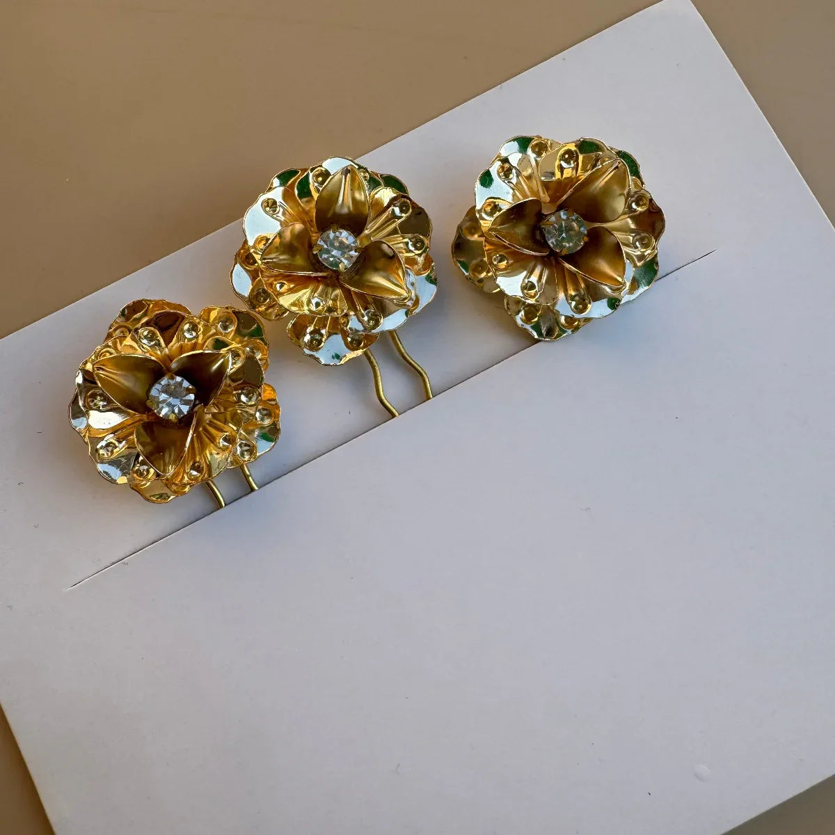 BloomAura Golden Floral Hair Pins Set