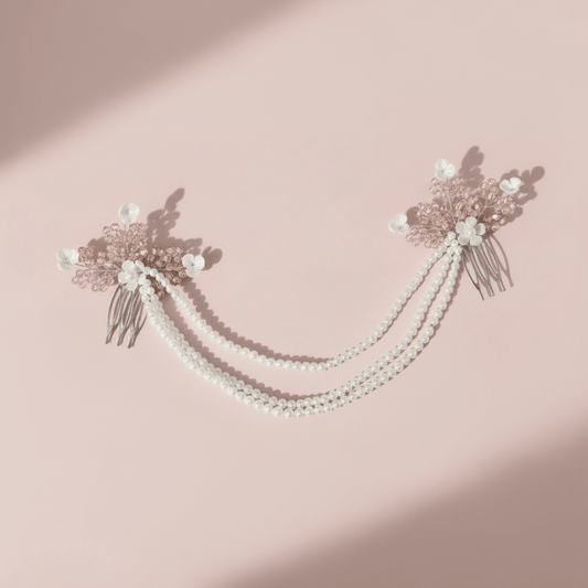 Blossom Pearl White & Pink Hair Chain