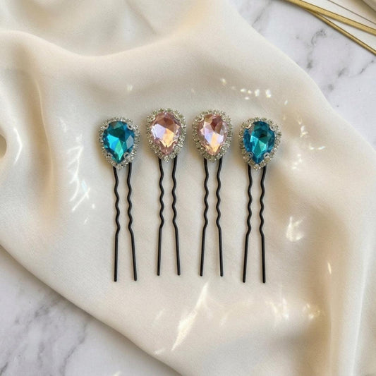 BlushWave Drop Crystal Hair Pin Set
