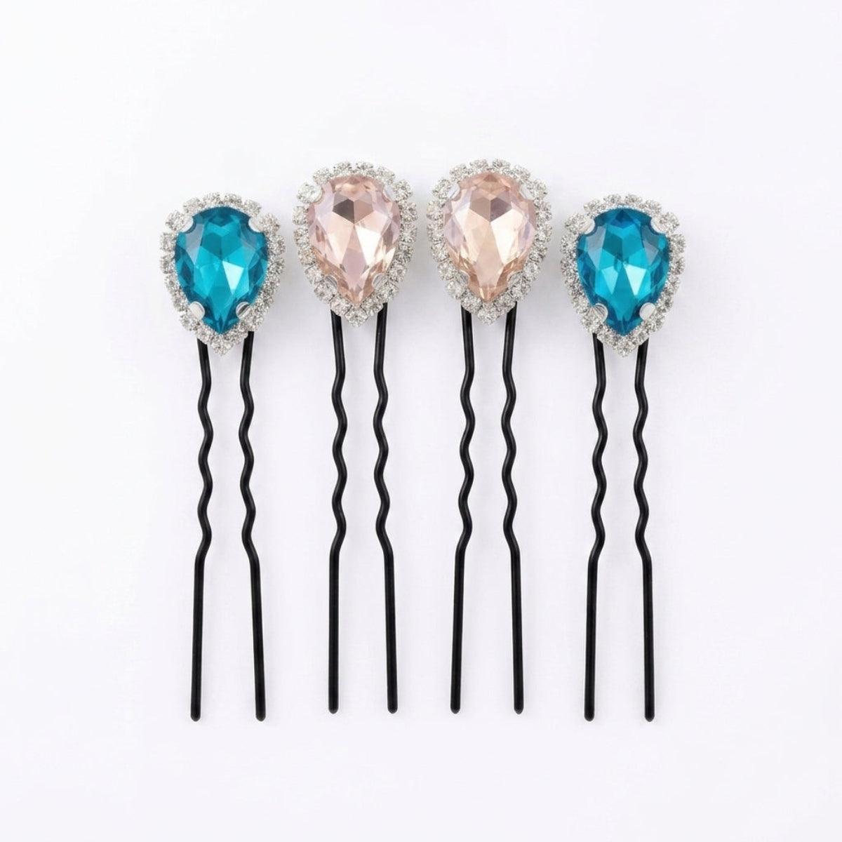 BlushWave Drop Crystal Hair Pin Set