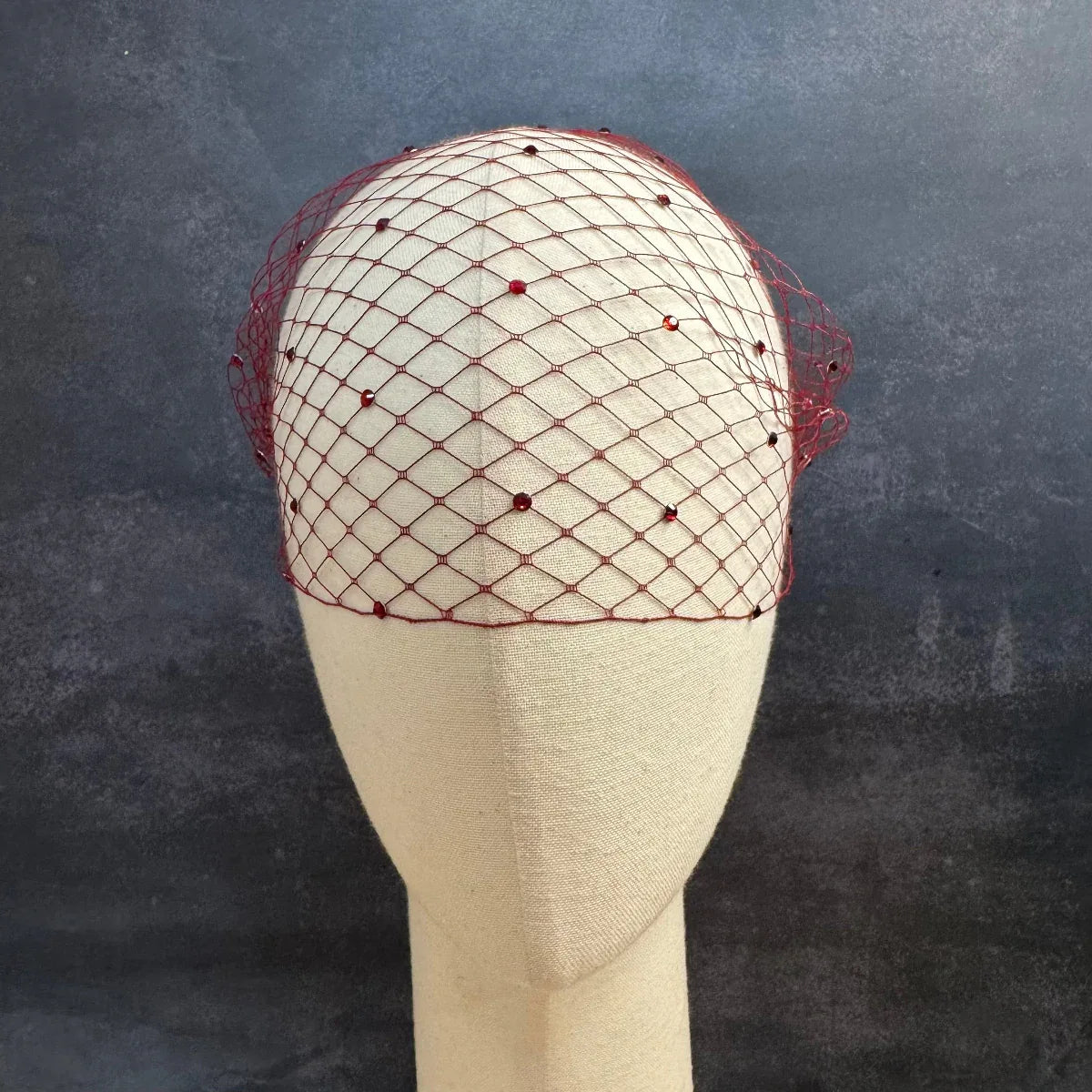 Burgundy Birdcage Veil