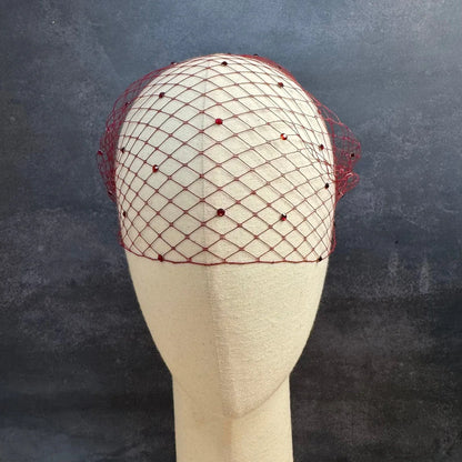 Burgundy Birdcage Veil